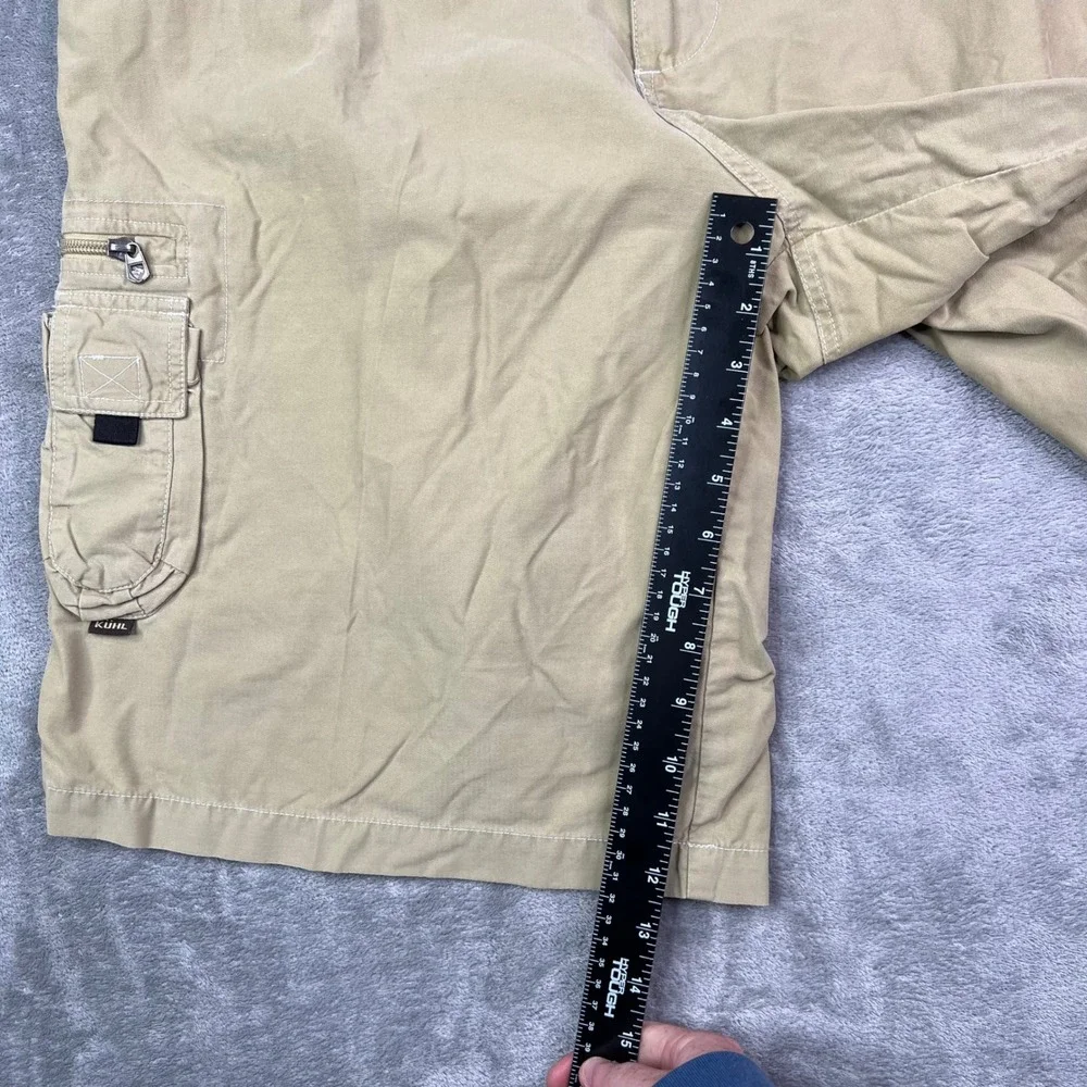 Kuhl Vintage Patina Dye Cargo Shorts Mens 2XL Khaki Tan Herringbone Utility